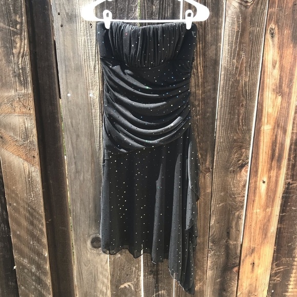 Strapless Sequin Dress Asymmetrical Hem - Picture 6 of 6